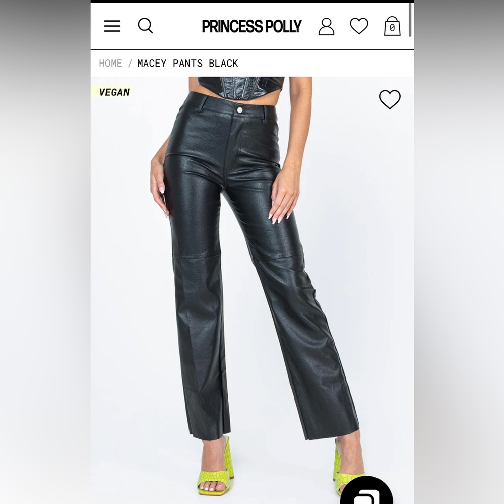 Princess Polly Macey Faux Leather Pants Black